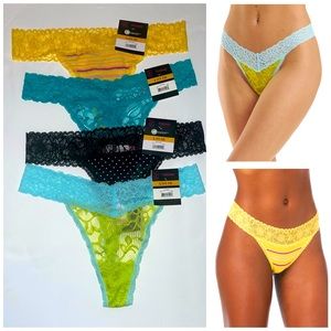 NWT 4 Pcs Women Lace Thong Panties intimates Size Large stretchy sexy Lingerie*